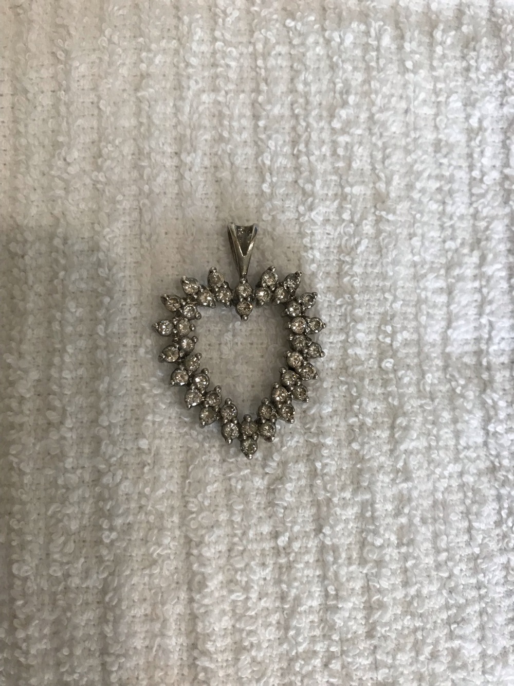 Silver Heart Pendant Necklace with CZ Stones